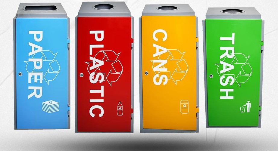 RECTANGULAR SHAPED RECYCLE BIN 4 COMPARTMENT TRASH BIN HBS567