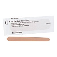 McKesson Adhesive Strip Bandage 3/4" x 3" Plastic Tan Sterile (BX/100EA)