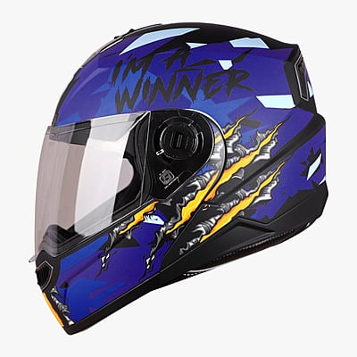 STEELBIRD SBA-7 WINNER GLOSSY BLACK/BLUE C/V (L)