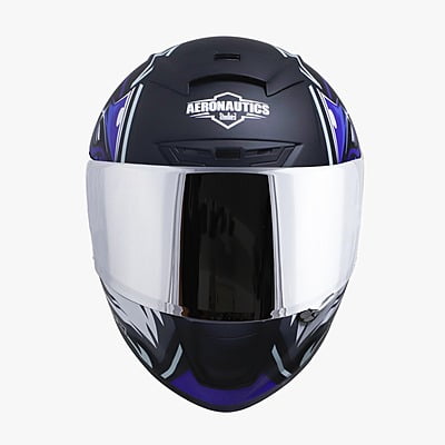 STEELBIRD SA-2 VILLAIN GLOSSY BLACK/BLUE C/V (L) + EXTRA SILVER VISOR