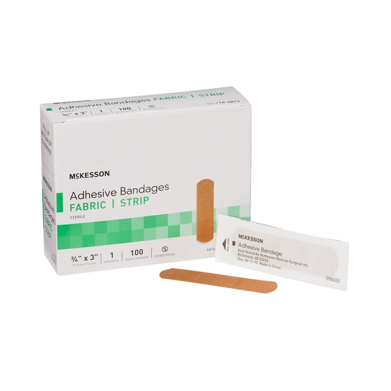 McKesson Fabric Adhesive Strip – Tan, 3/4 × 3 Inch, Sterile