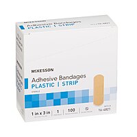 McKesson Adhesive Strip Bandage 1" x 3" Plastic Tan Sterile (BX/100EA)