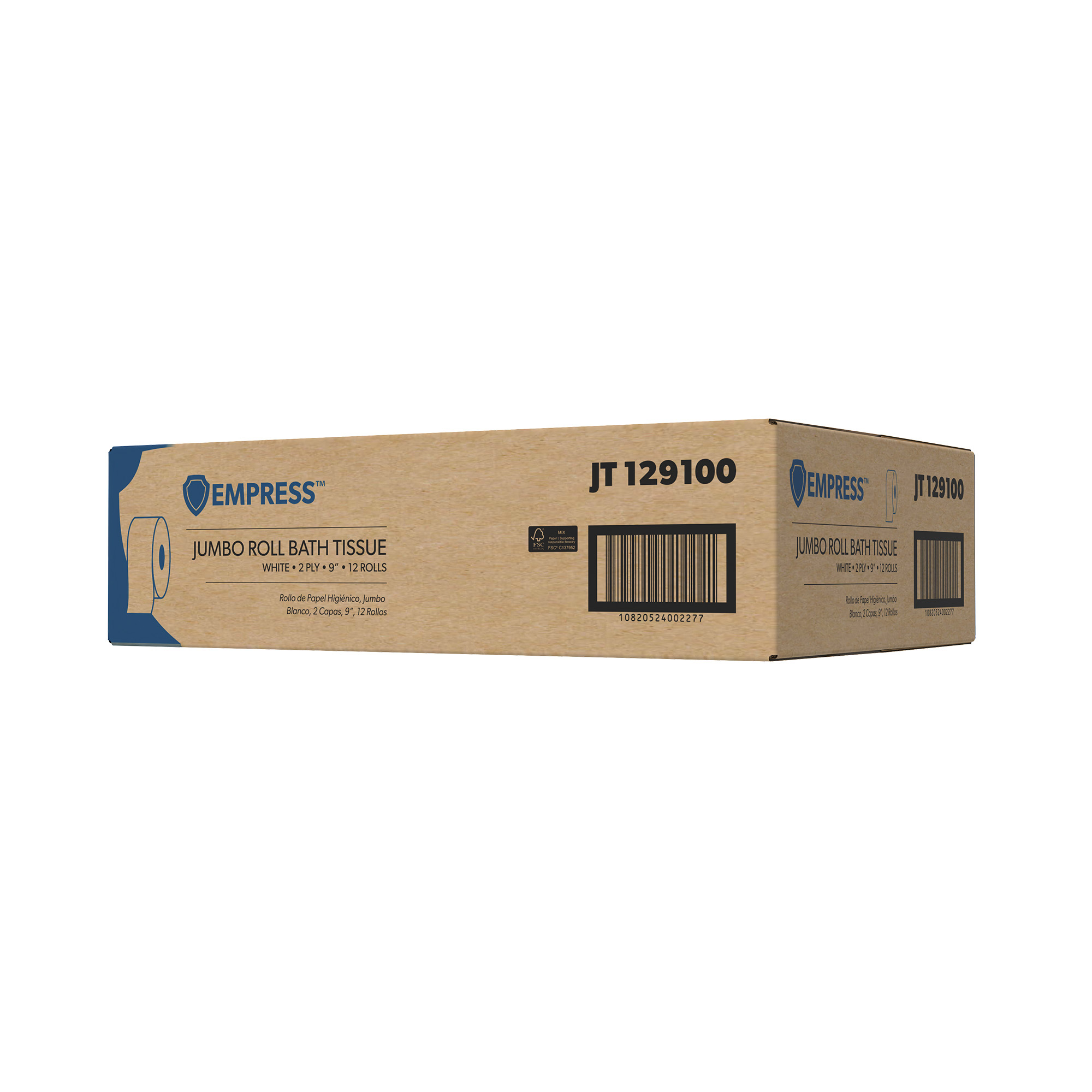 Empress 2-Ply Jumbo Tissue 3.3" x 700', 9", White, 12 / cs