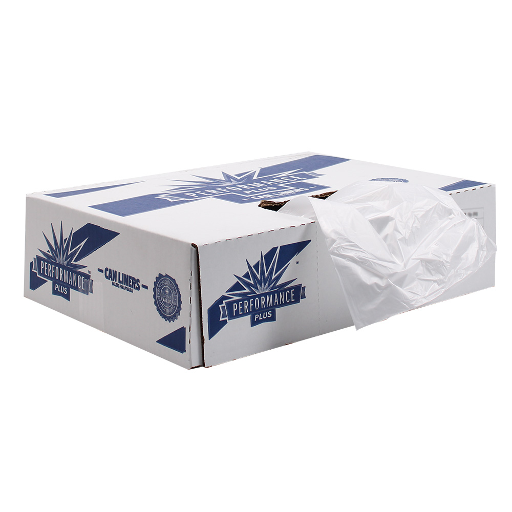 Performance Plus 24x32 .24mil Clear 12-16 gallon Hi-Density liner perforated roll 20 / 50 cs