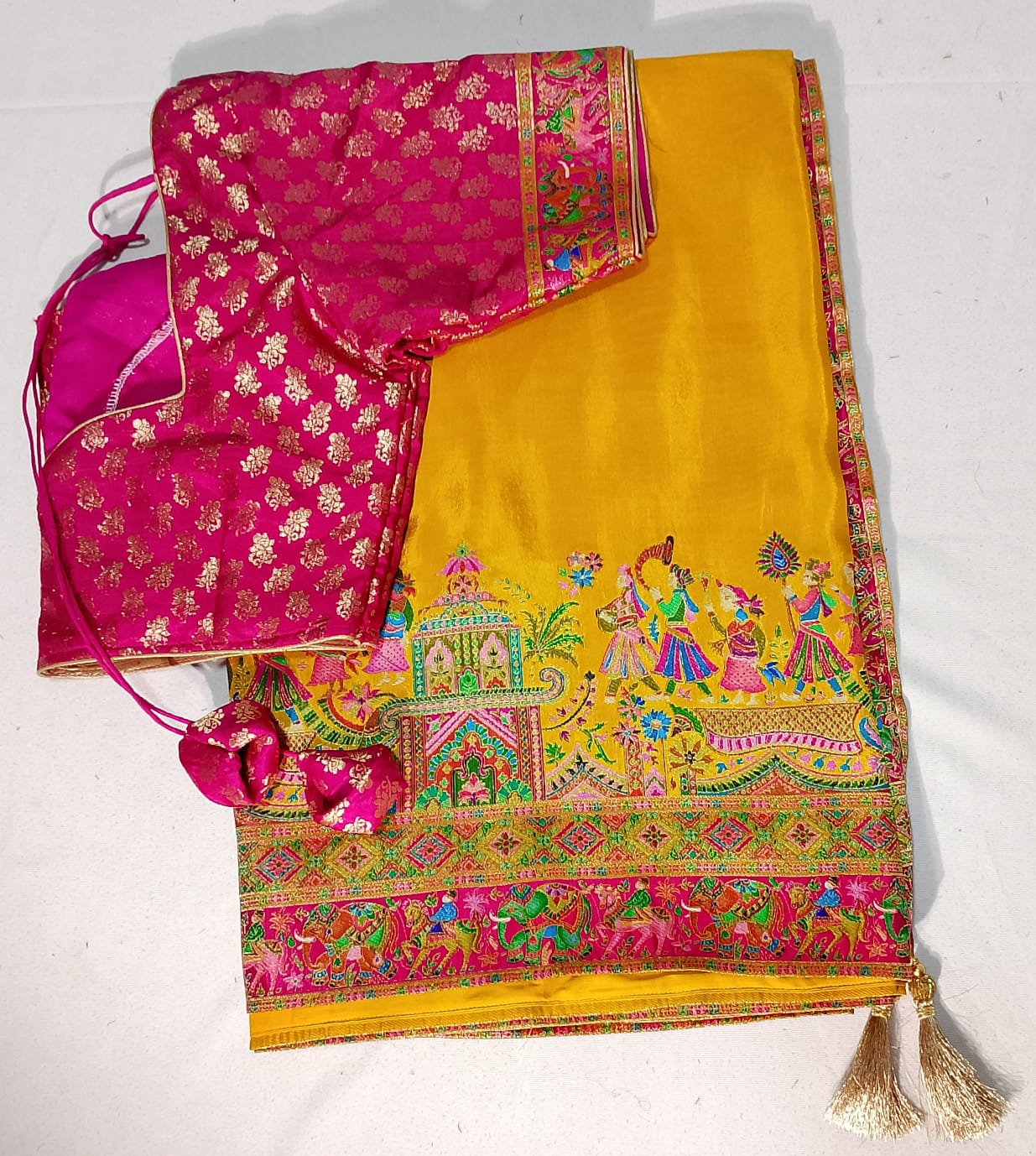 N564: Ready To Ship Beautiful Banarasi Kani Saree With Stitched Blouse