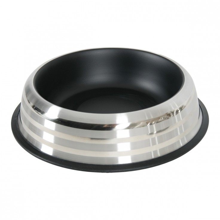 MERENDA STAINLESS NON-SLIP DOG BOWL - BLACK 1L MERENDA STAINLESS NON-SLIP DOG BOWL - BLACK 1L