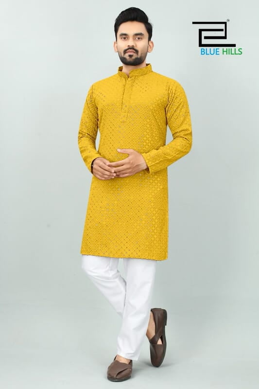 B681: Men Chikankari Kurta Pajama Sets