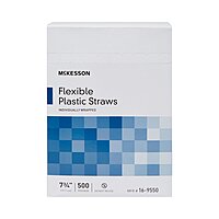 McKesson Flexible Drinking Straw, 7-3/4 Inch, White, Individually Wrapped, BX/500EA or CS/20BX/500EA McKesson Flexible Drinking Straw, 7-3/4 Inch, White, Individually Wrapped, BX/500EA or CS/20BX/500EA