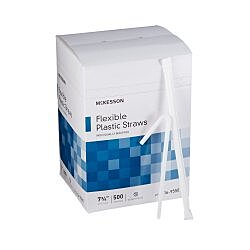 McKesson Flexible Drinking Straw, 7-3/4 Inch, White, Individually Wrapped, BX/500EA or CS/20BX/500EA