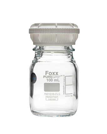 PUREGRIP® Rhino Safety Coated Glass Bottles 100mL Clear GL45 VersaCap