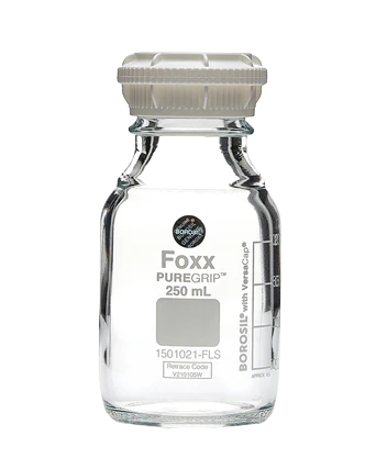 PUREGRIP® Rhino Safety Coated Glass Bottles 250mL Clear GL45 VersaCap