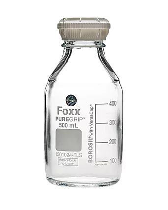 PUREGRIP® Rhino Safety Coated Glass Bottles 500mL Clear GL45 VersaCap