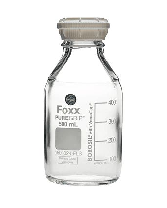 PUREGRIP® Rhino Safety Coated Glass Bottles 500mL Clear GL45 VersaCap