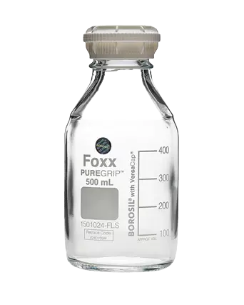 PUREGRIP® Rhino Safety Coated Glass Bottles 500mL Clear GL45 VersaCap