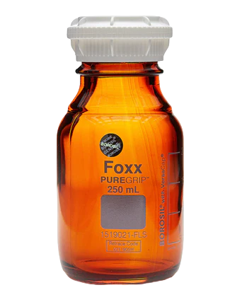 PUREGRIP® Rhino Safety Coated Glass Bottles 250mL Amber GL45 VersaCap