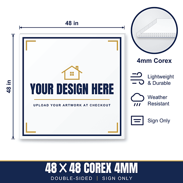 48x48 Plastic (Corex) Sign — Sign Only