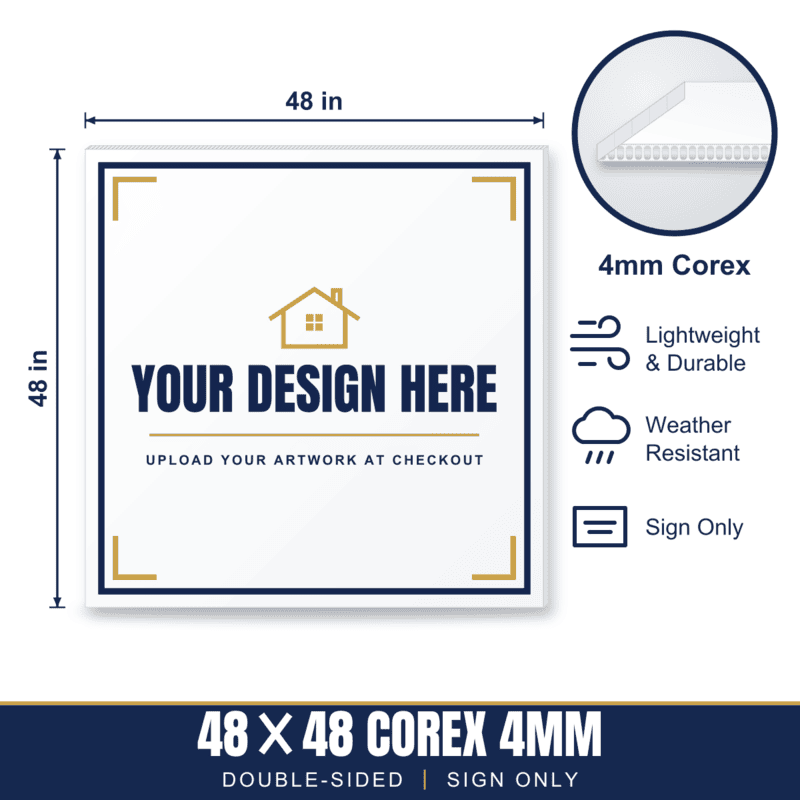 48x48 Plastic (Corex) Sign — Sign Only