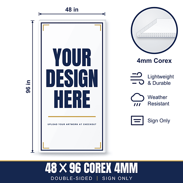 48x96 Plastic (Corex) Sign — Sign Only