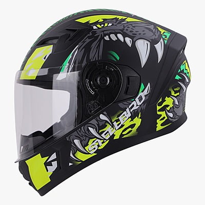 STEELBIRD SBA-21 RAPTOR PANTHA MATT BLACK/NEON GREEN C/V 580 MM (M)