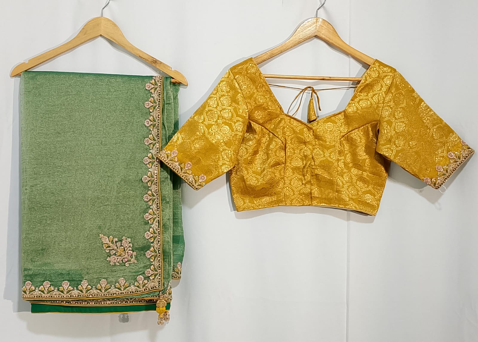 J584: Ready To Ship Beautiful Designer Saree With Stitched Blouse