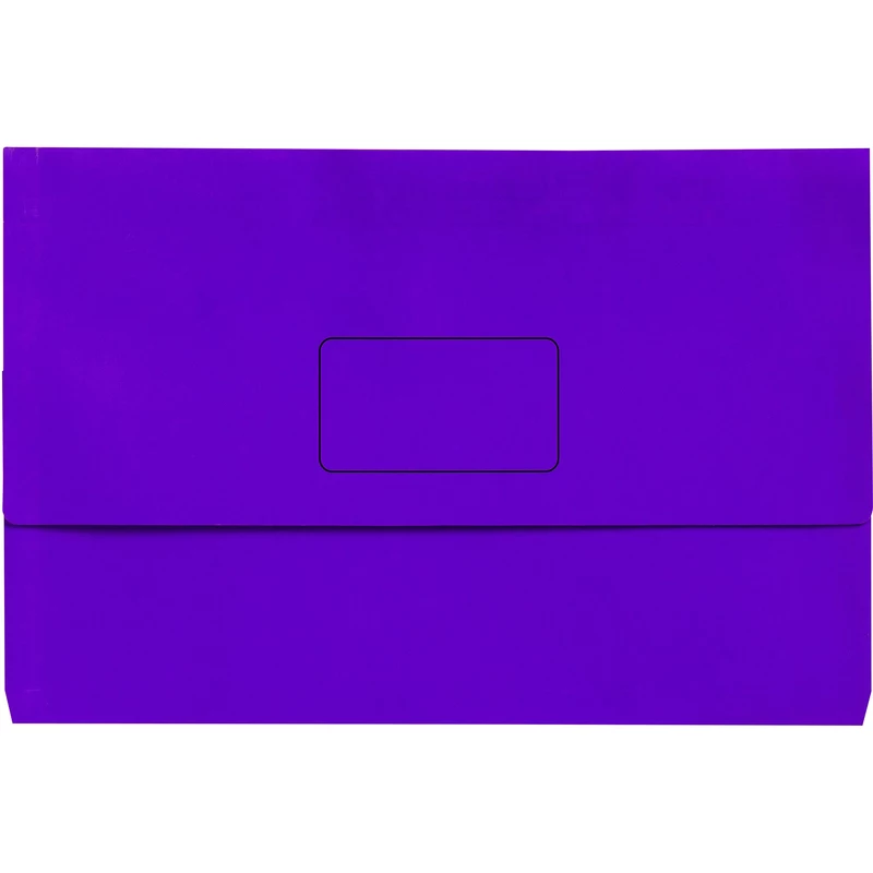 Marbig Slimpick Manilla Document Wallet Foolscap 30mm Gusset Purple Pack  Of 10