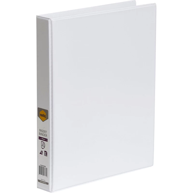 Marbig Clearview Insert Binder A4 2D Ring 25mm White