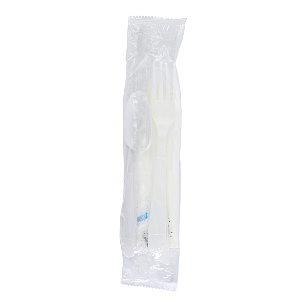 Empress Heavy Weight Cutlery Kit PP Knife/Fork/TS/S&P/Napkin White 250 / cs