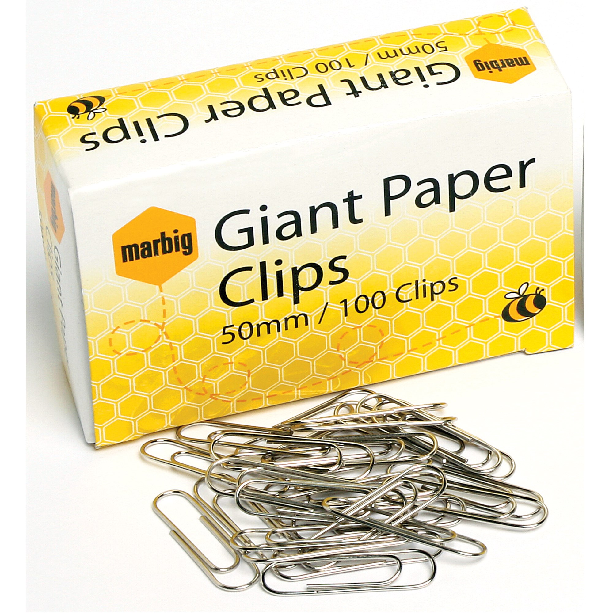 Marbig Paper Clips Giant 50mm Chrome Box  Of 100