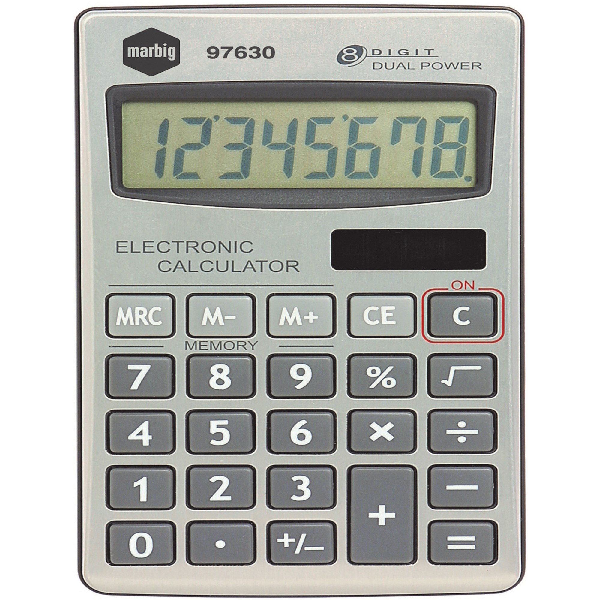 Marbig Handheld Pocket Calculator 8 Digit Rubberised Keys Silver