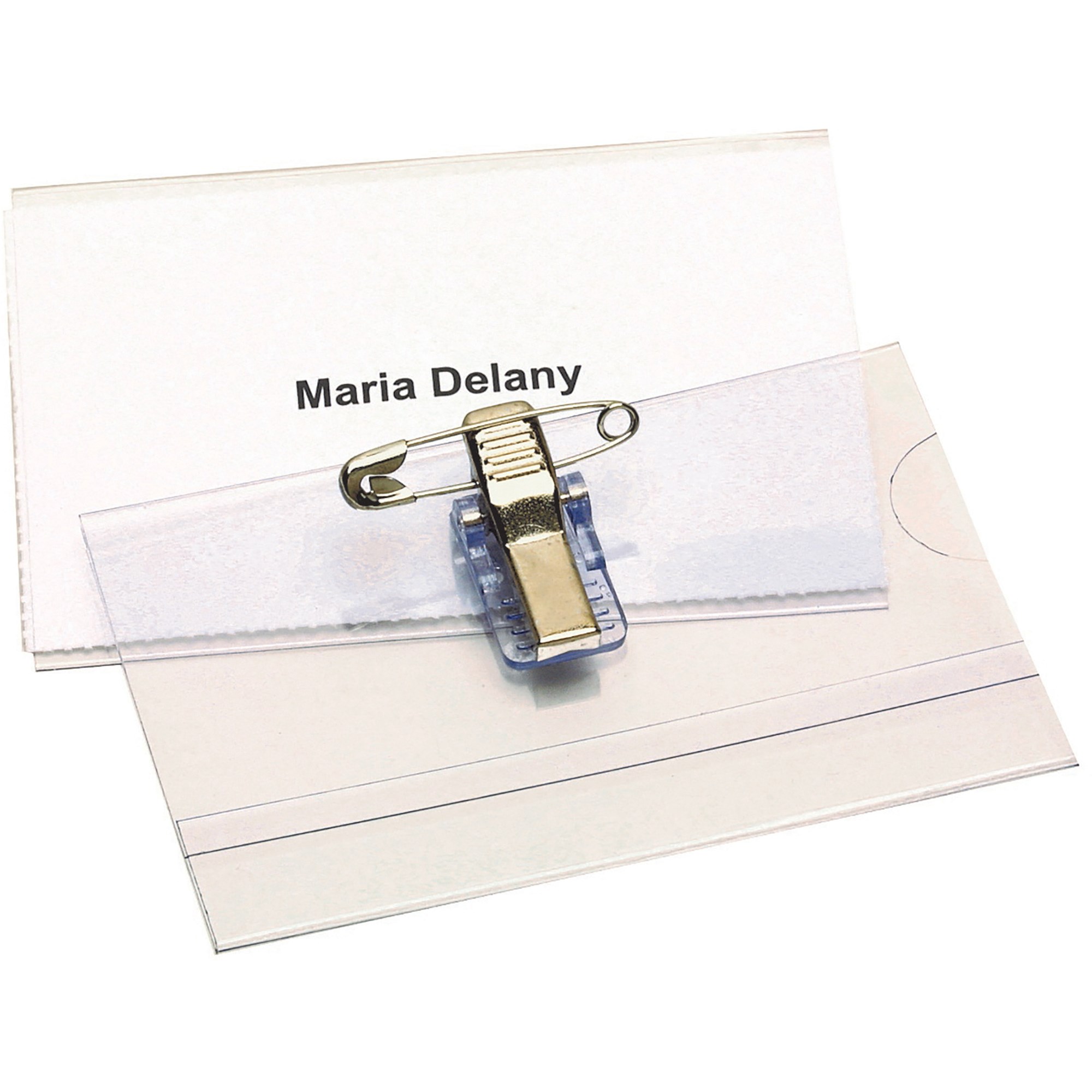 Rexel ID Convention Card Holder With Pin And Clip 90 x 54mm Clear Box  Of 50