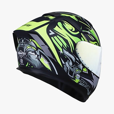 STEELBIRD SA-2 VILLAIN GLOSSY BLACK/NEON C/V (M) + EXTRA GOLD VISOR