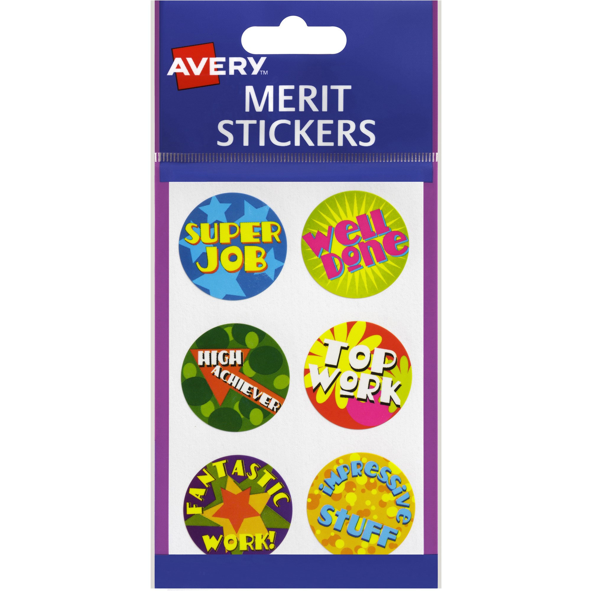 Avery Merit Stickers Brights Round 30mm Assorted Colours Pack  Of 96