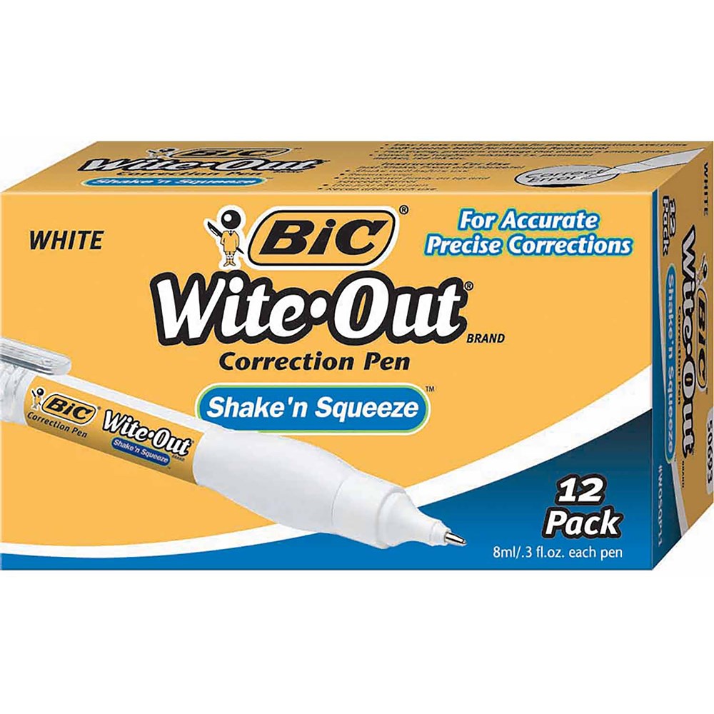 Bic Shake Squeeze Correct Pen 8ml Pack  of 12