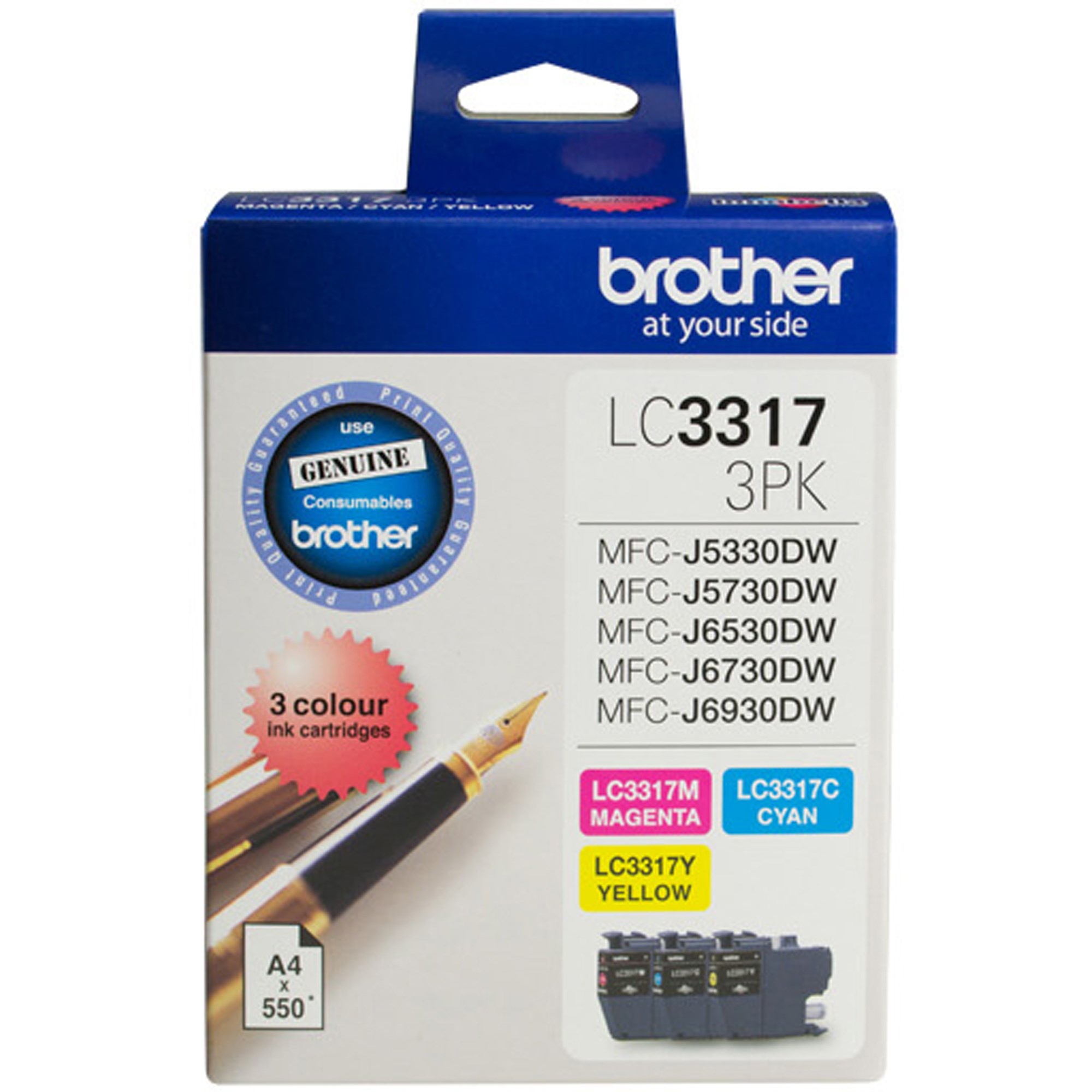 Brother LC-33173PK Ink Cartridge High Yield Colour Value Pack  CMY