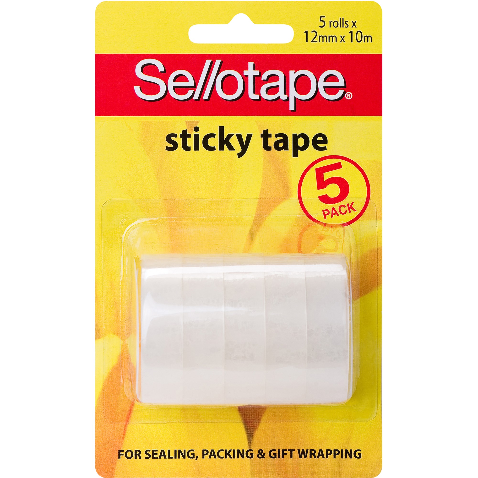 Sellotape Sticky Tape 12mmx10m Clear Pack  of 5