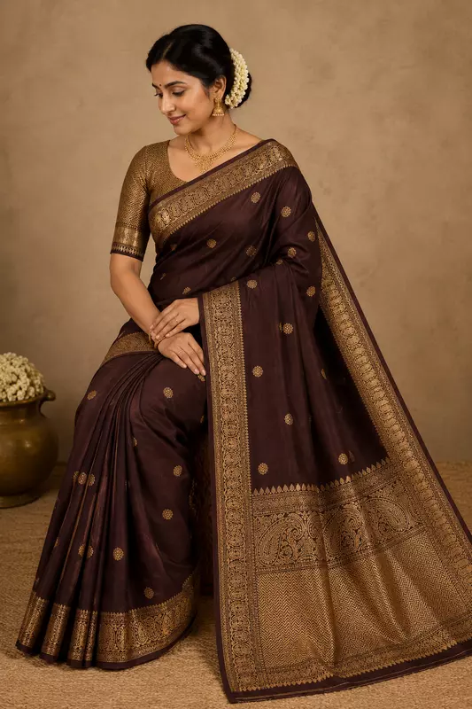 Brown Banarasi Silk