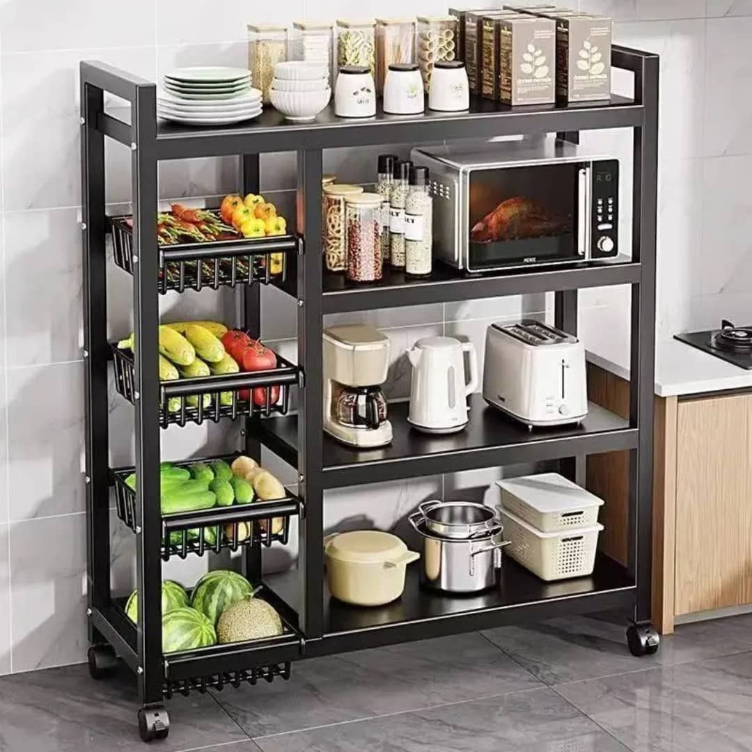 4LAYERS 90CM MULTIPURPOSE MOVABLE STORAGE RACK FOR HOMES
