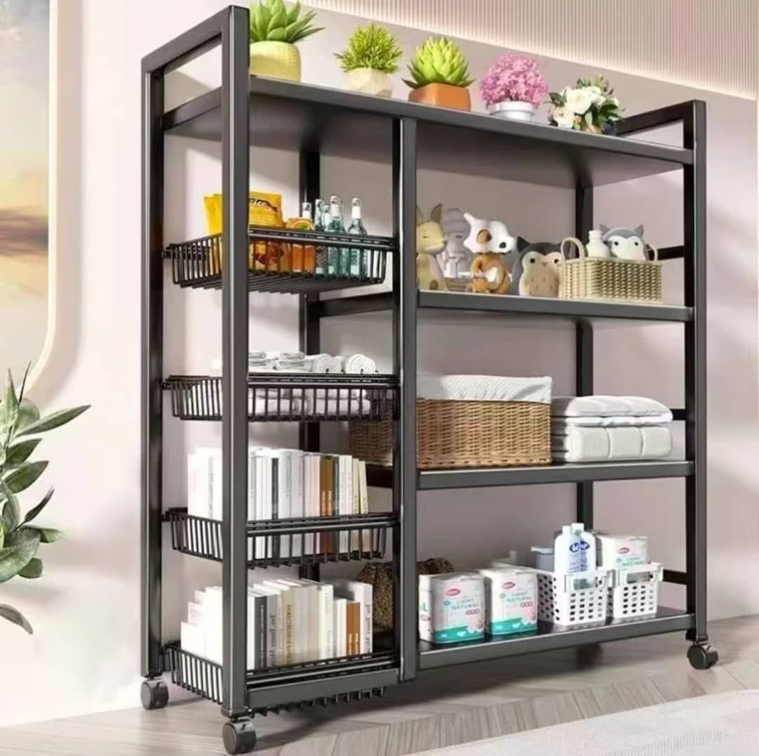4LAYERS 90CM MULTIPURPOSE MOVABLE STORAGE RACK FOR HOMES