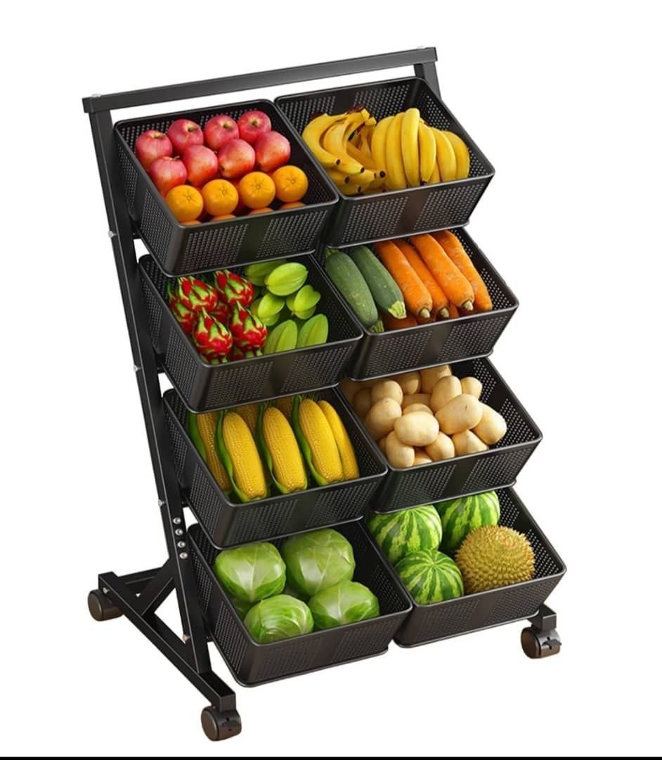 4LAYERS FRUITS AND VEGETABLES METAL STORAGE WITH REMOVABLE BASKET