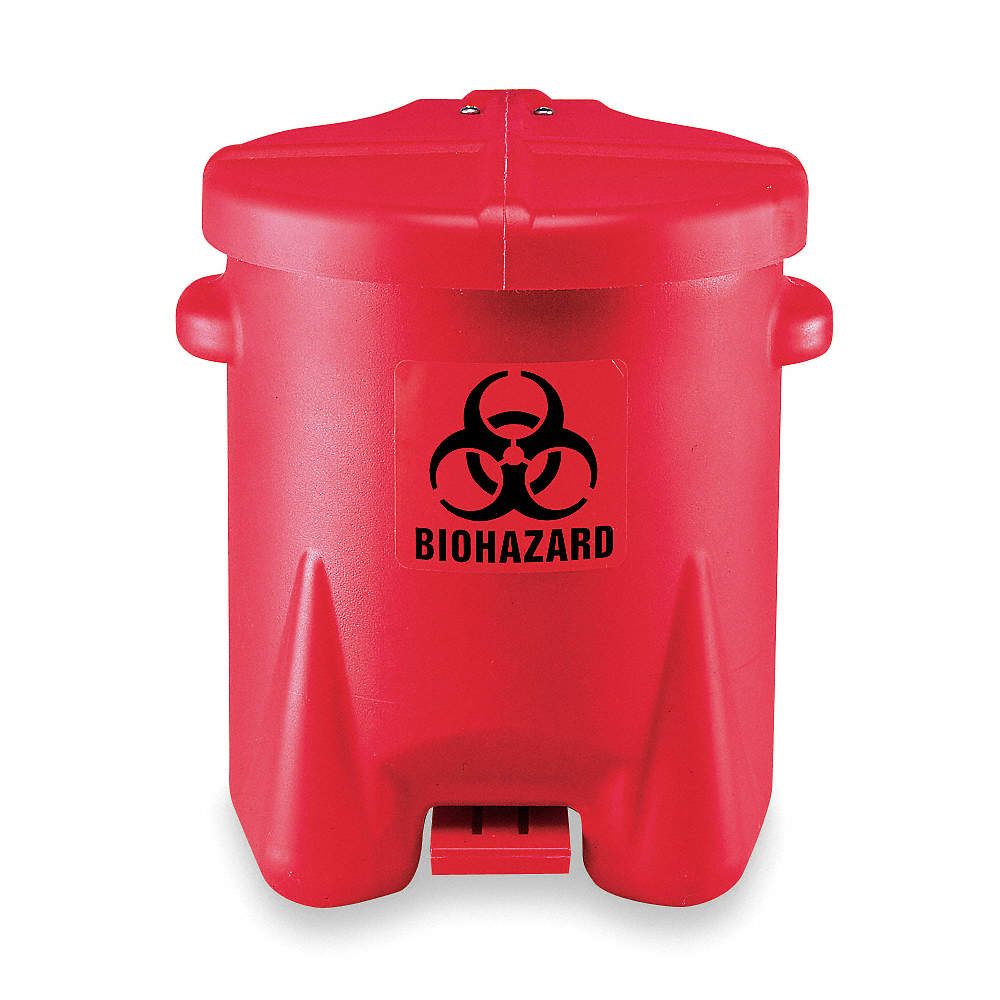 Contenedor con Tapa Accionada por Pedal para Desechos Biopeligrosos 6 gal. Polietileno Rojo