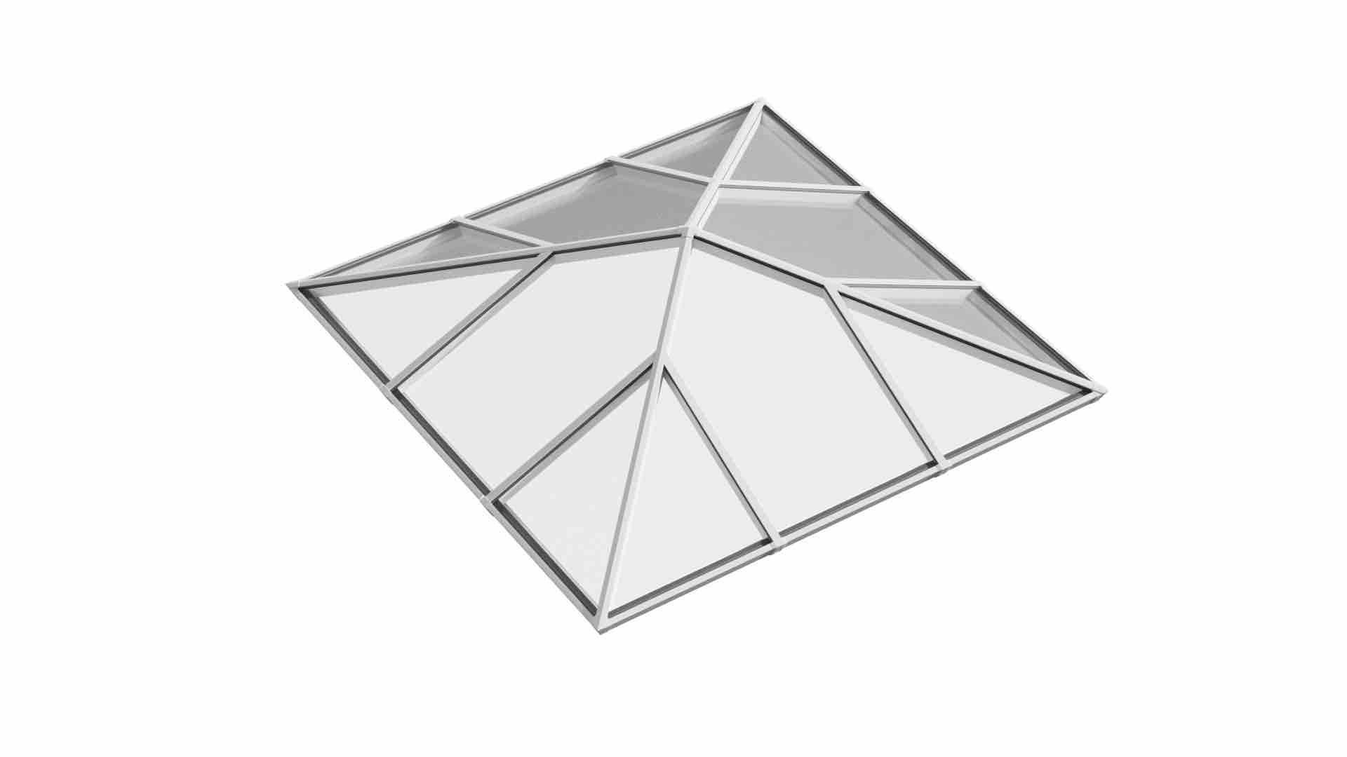 Pyramid Aluminium Lantern Roof 1.9m x 1.9m (12 Pane 4WAY)