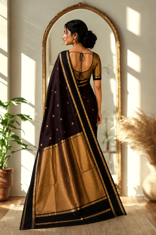 Bnarasi Silk Brown With Black