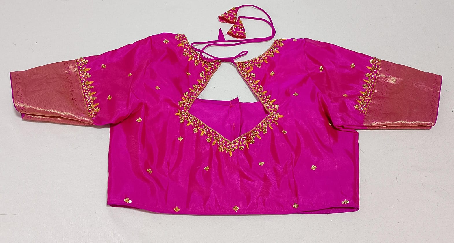 N393: Ready To Ship Beautiful Pure Kanchipattu Saree With Stitched Maggam Work Blouse