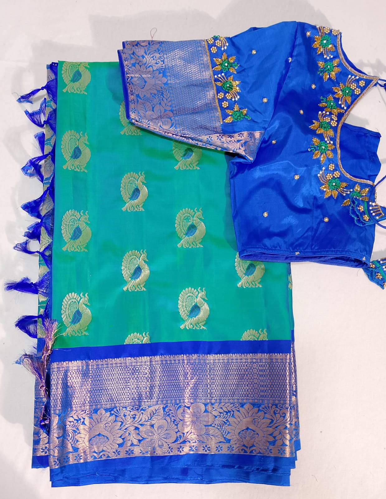 N195: Ready To Ship Beautiful Sequence Work Saree With Stitched Blouse