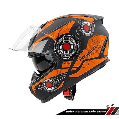 STEELBIRD SBH-40 ISS ASSASIN GLOSSY BLACK/ORANGE C/V 600 MM