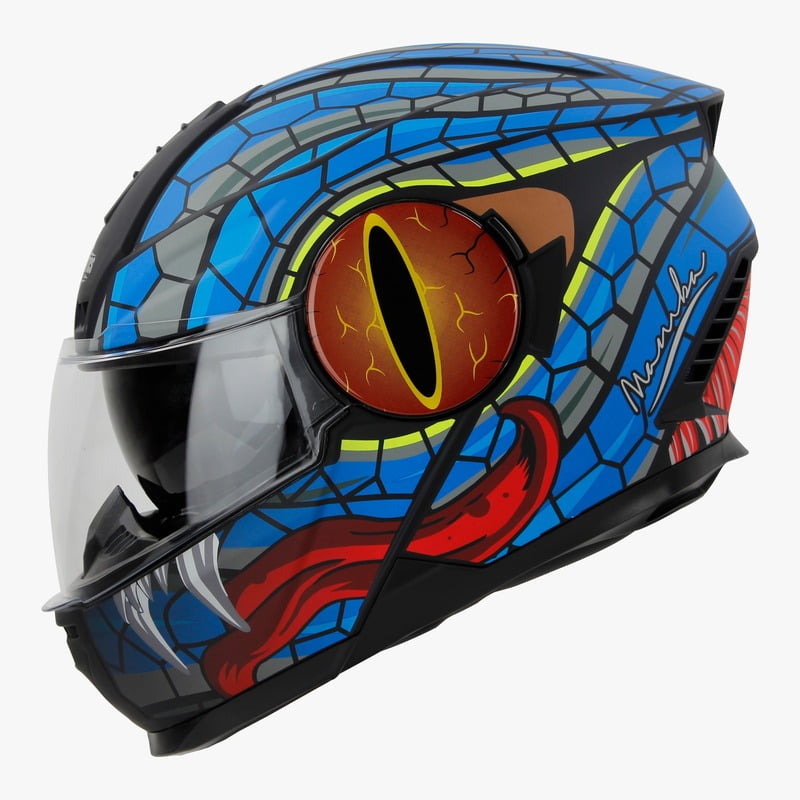 STEELBIRD SBH-40 ISS MAMBA MATT BLACK/BLUE C/V 600 MM