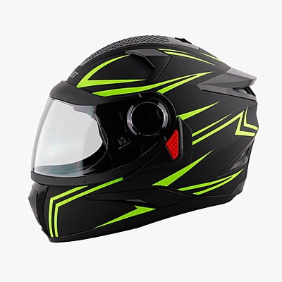 STEELBIRD SBH-17 STRIPES MATT BLACK/NEON C/V (L)