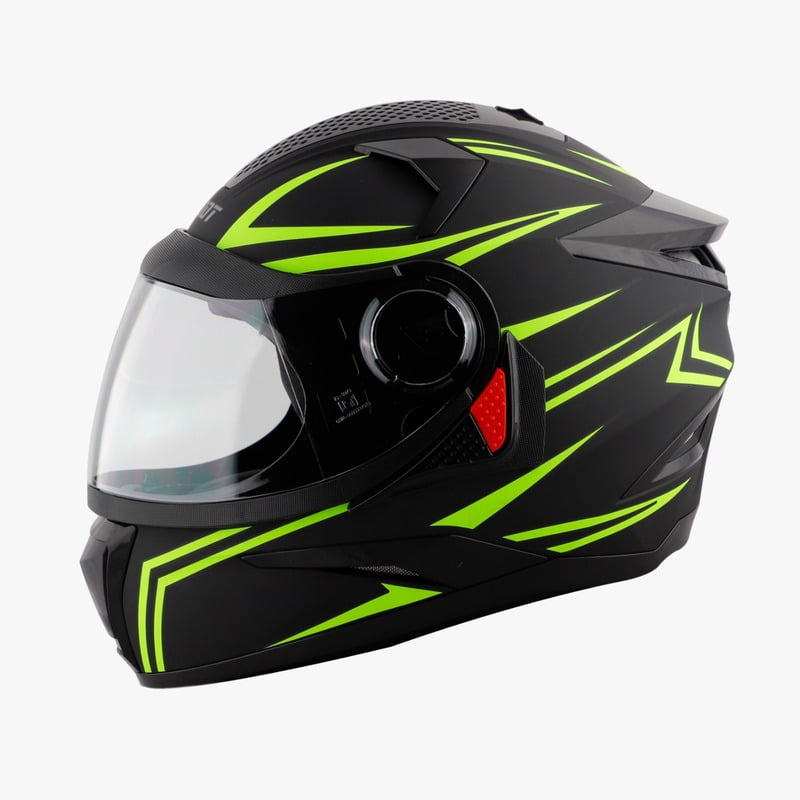 STEELBIRD SBH-17 STRIPES MATT BLACK/NEON C/V (L)