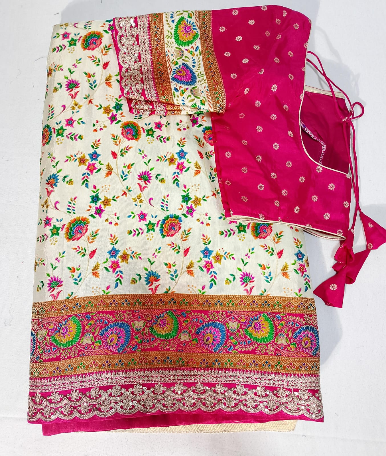 K237: Ready To Ship Beautiful Tussar Kani Silk Saree With Stitched Blouse