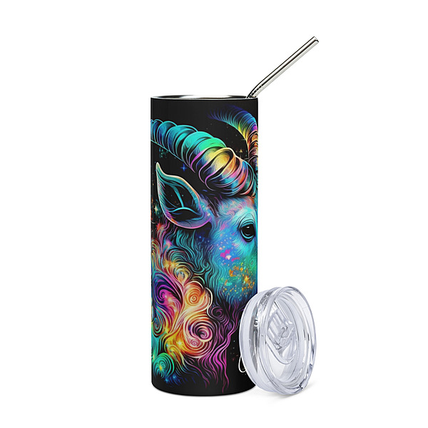 Capricorn Zodiac Sign Skinny Tumbler – Vibrant Sublimated Astrology Drinkware